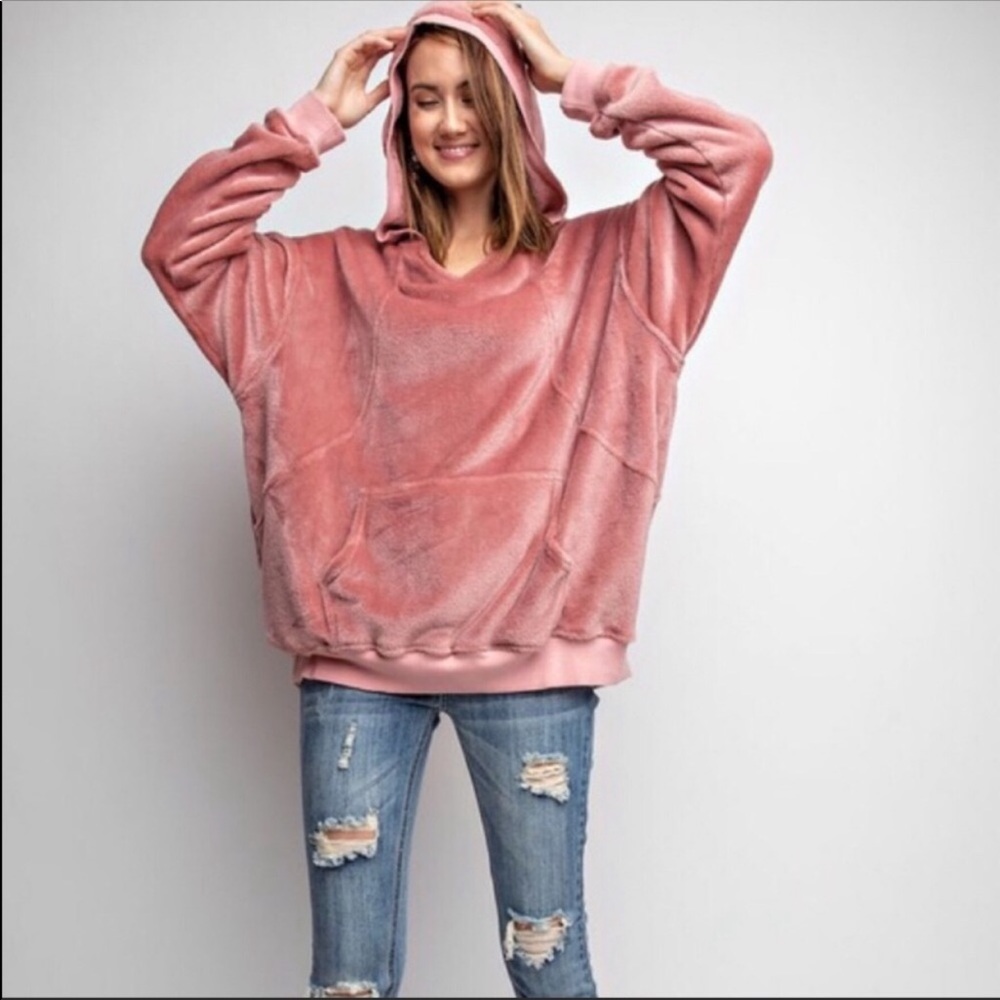 LAST! SOFT VELVET PULL OVER HOODIE - Picture 2 of 4